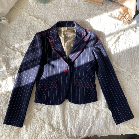 Vintage navy stripe blazer with thread details - Picture 5 of 5